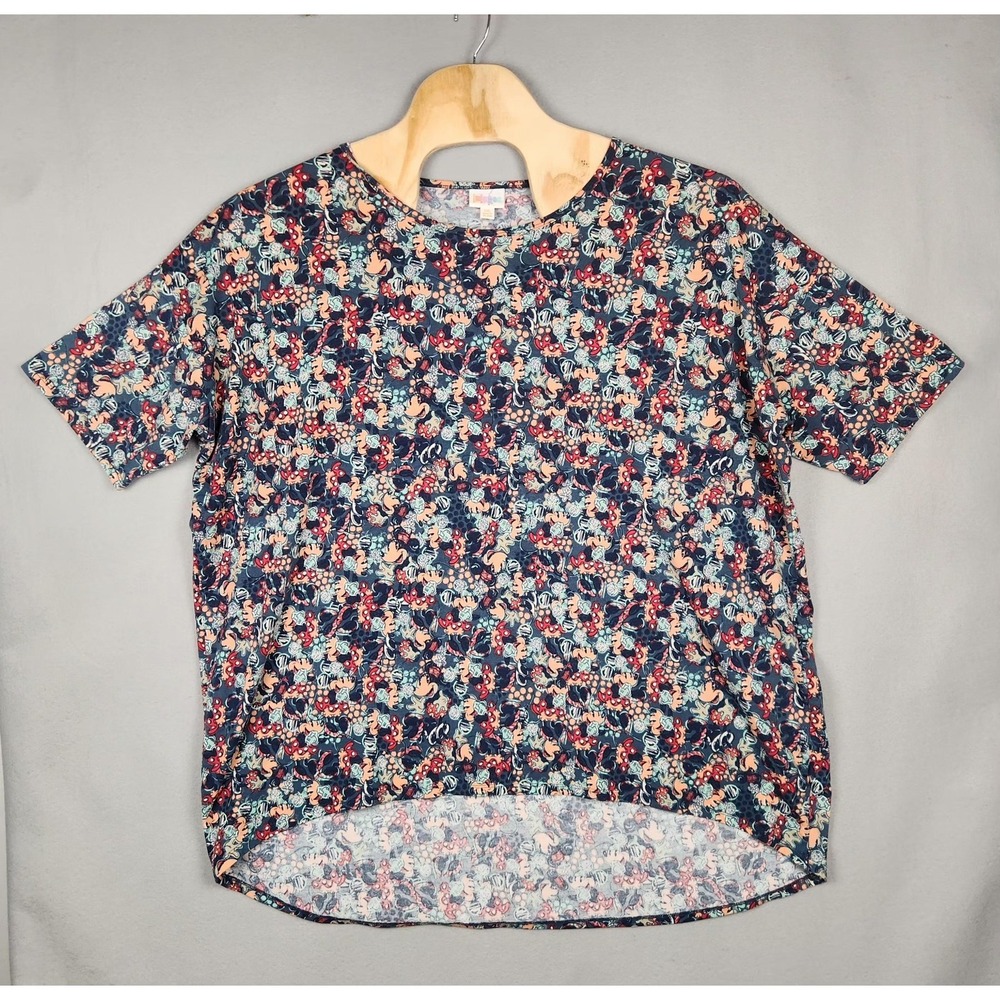 LuLaRoe Disney Mickey Minnie Mouse Shirt Womens 3XL Blue Cartoon Character Tee